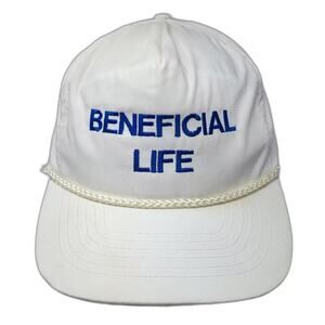 Otto Cap 5 Panel White Blue Hat OS Rope Embroidered Adjustable Beneficial Life